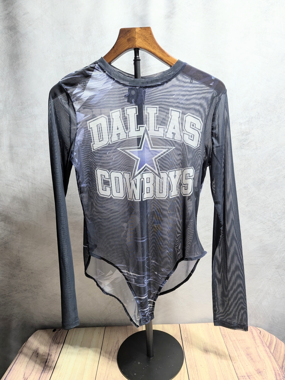 NFL Dallas Cowboys Sheer Long-Sleeve Bodysuit - Navy